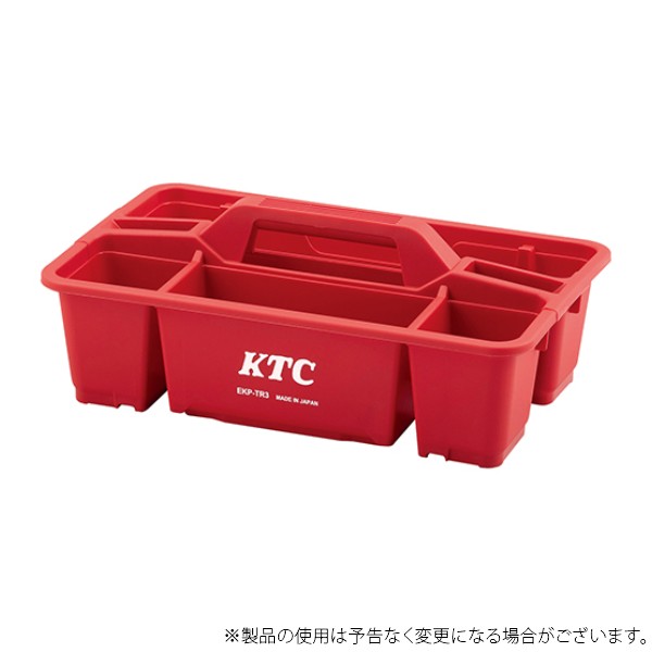 衝撃性・耐久性に優れたプラスチック一体成形のトレイです。 自動車及び機械整備全般。 機能 整理に便利な仕切りと、170mmの深型トレイでスプレー缶等を立てて収納できます。 3段までスタッキングでき、使用後は重ねて収納することができます。 ハンドルが太く、重い荷物でも手が痛くなりにくいです。 仕様 耐荷重：18kg スタッキング：3段まで 材質 樹脂 注意 作業時は保護めがねを着用してください。 本来の使用目的以外には使用しないでください。 インパクトレンチ等の動力工具では使用しないでください。 異常が認められた場合は使用しないでください。 無理な姿勢で作業しないでください。 改造しないでください。 生産国 日本国