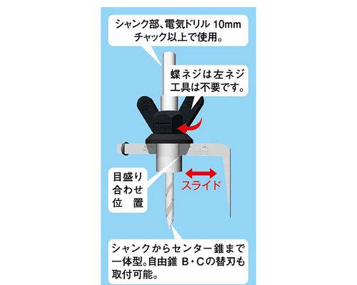 神沢 自由錐 超硬チップ付きC型 K-103 4976226103015 [木工ドリル 神沢製品]