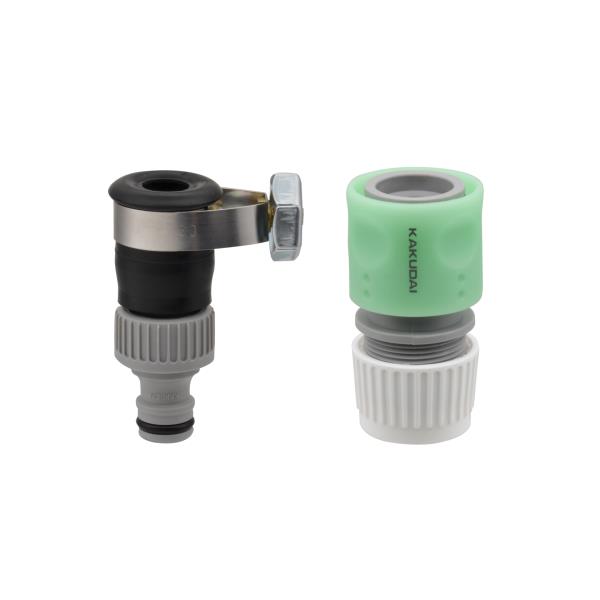 GAONA ガオナ ゴム口金とホーセンドのセット ワンタッチ接続 GA-QA023 [蛇口にホース取付け ジョイント ニップル バンド固定]