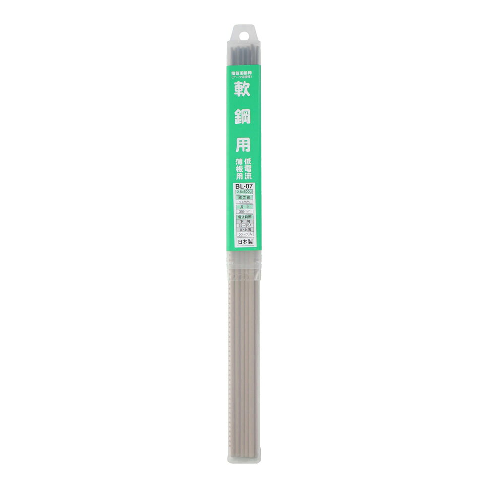 商品情報 内容量：500g 棒径：Φ2.6mm 棒長：350mm 電流範囲：下向:55A〜90A　立・上向:50A〜80A ※改良により予告なく形状や仕様が変更になる場合があります。ご了承ください。