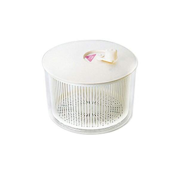くるっと回してシャキッと水切りができます。 サラダ、天ぷら材料の水切り、野菜の水切り、パスタや麺類の水切り、フルーツの水切りに最適です。 用途 野菜の水切り 仕様 サイズ：約幅256mm×高さ210mm×奥行256mm 重量：約695g 容量：6600ml 耐熱温度：本体70℃ 耐熱温度：バスケット/蓋/取っ手90℃ 材質 ポリプロピレン 取っ手押さえネジ：ステンレス 注意事項 火のそばに置かないで下さい。 耐熱温度を守って使用してください。 用途以外に使用しないでください。 ※改良により予告なく形状や仕様が変更になる場合があります。ご了承ください。