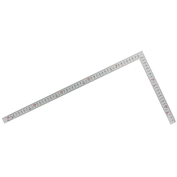 シンワ測定 曲尺厚手広巾 シルバー 50cm 表裏同目 8段目盛 cm表示 JIS 10450 4960910104501