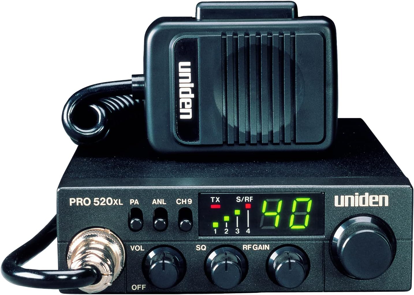 ユニデン プロ520XL プロシリーズ 40チャンネル CB無線 Uniden PRO520XL Pro Series 40-Channel CB Radio. Compact Design. ANL Switch and PA/CB Switch. 7 Watts of Audio Output and Instant Emergency Channel 9. - Black