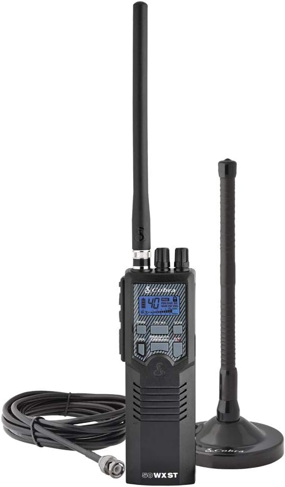 コブラ HHRT50 ロードトリップ CB無線 Cobra HHRT50 Road Trip CB Radio - 2-Way Handheld Emergency Radio with Access to Full 40 Channels NOAA Alerts, Rooftop Magnet Mount Antenna and Omni-Directional Microphone, Black, 6.3 x 2 x 1.75