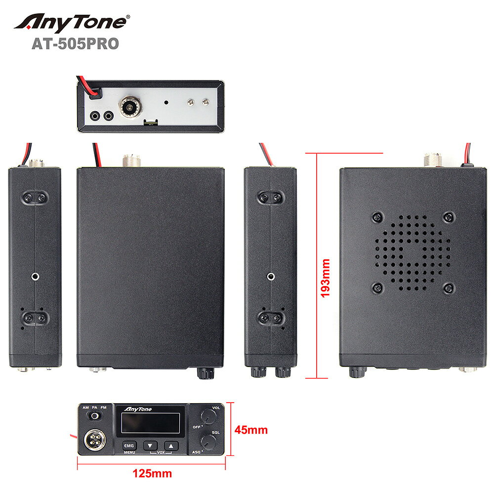 Anytone AT-505Pro 11m CB無線 26.965-27.405MHz 4w am/fm 40チャンネルスキャン機能,asq,sq,vox NASA