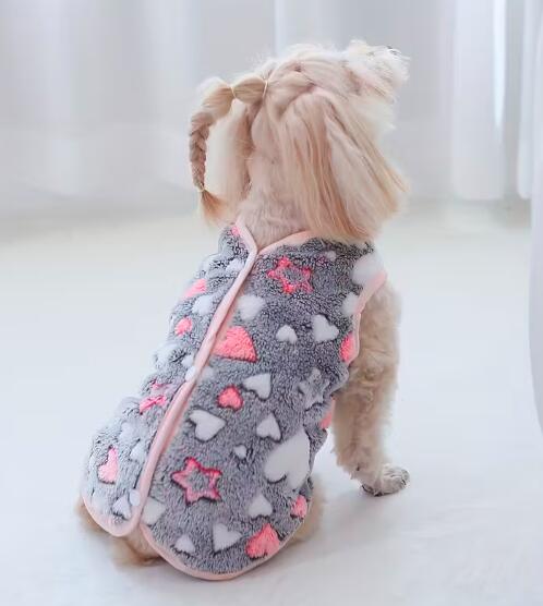 星 月 デザイン コーラルフリース ペットベスト 暖かい 可愛い 犬用ジャケット 小型 中型犬用 秋 冬 春..