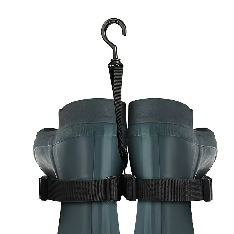 360°回転フック付き調節可能防水ブーツハンガー 釣り 狩猟用ブーツ＆アウトドアギア用ヘビーデューティナイロン収納ラック スペースセービング耐久性シューズ乾燥スタンド 安全な吊りストラップ付き 靴掛け アクセサリー 回転フックデザ