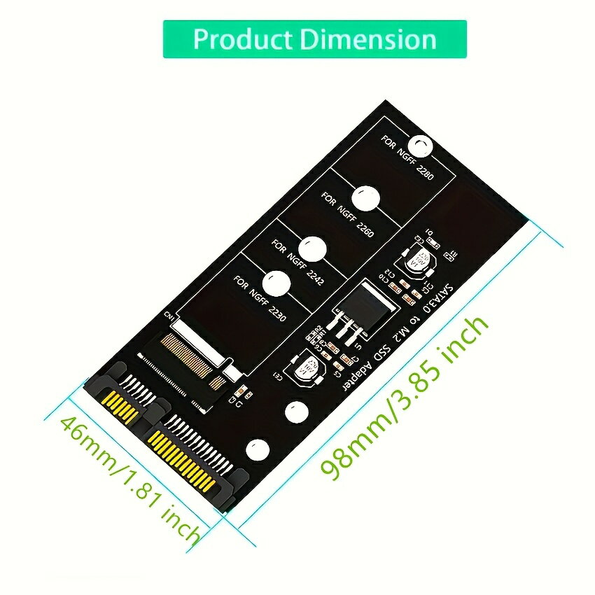 M.2 NGFF SSD SATA 3.0 アダプターカード変換 Bキープロトコル ソリッドステートディスクドライブ ABS素材 バッテリーなし - Image 3