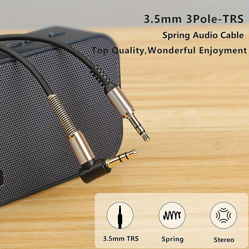 乐天商城 - 3.5mmオーディオコイルケーブル 直角3.5mmオス-オスステレオTRSケーブル カーステレオスマートフォン・タブレットMP3プレーヤー用