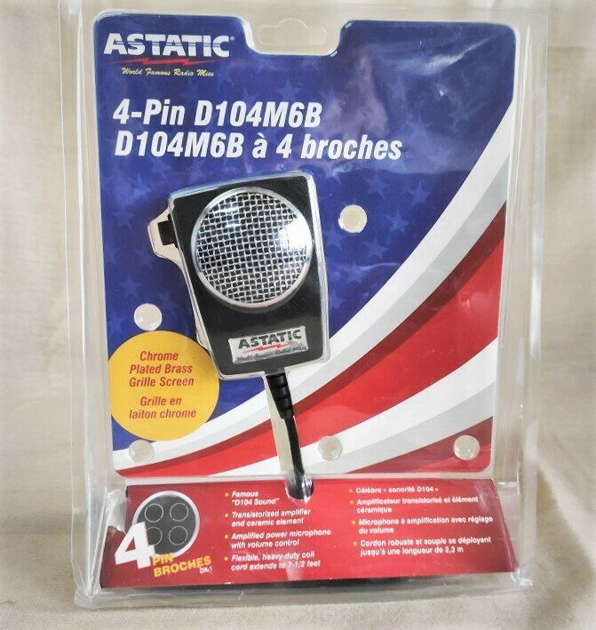 送料無料 ASTATIC アスタティック D104M6B アンプ内蔵 セラミックマイク 高性能 amplifier トークパワーアップ ボリュームにてゲイン調整可能 US直輸入 米国産 アメリカ ハンドマイク 4ピン 4pin アマチュア無線 アンプ付き CB マイクロフォン