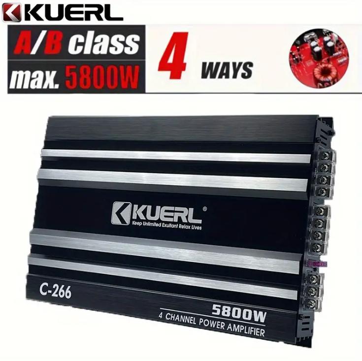 KUERL 4 チャンネル AB クラス 12V カーアンプ、5800 ワットパワーステレオアンプ、サブウーファーとスピーカーを駆動するカーオーディオアンプ
ITEMPRICE