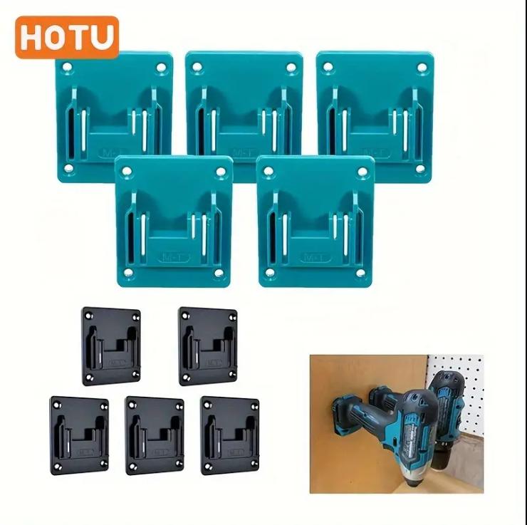 マキタ/ボッシュ 18V用 耐久性ABSツールホルダー 5個パック 簡単取り付け 壁掛け収納ラック スロット付..