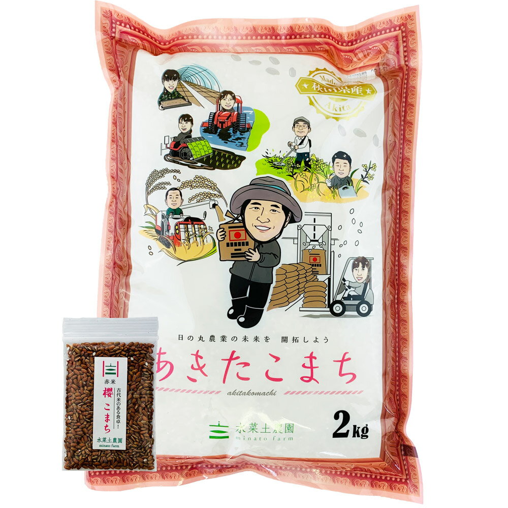 【新米お届け！】令和3年産 秋田県産 あきたこまち 精米2kg【古代米プレゼント付き...