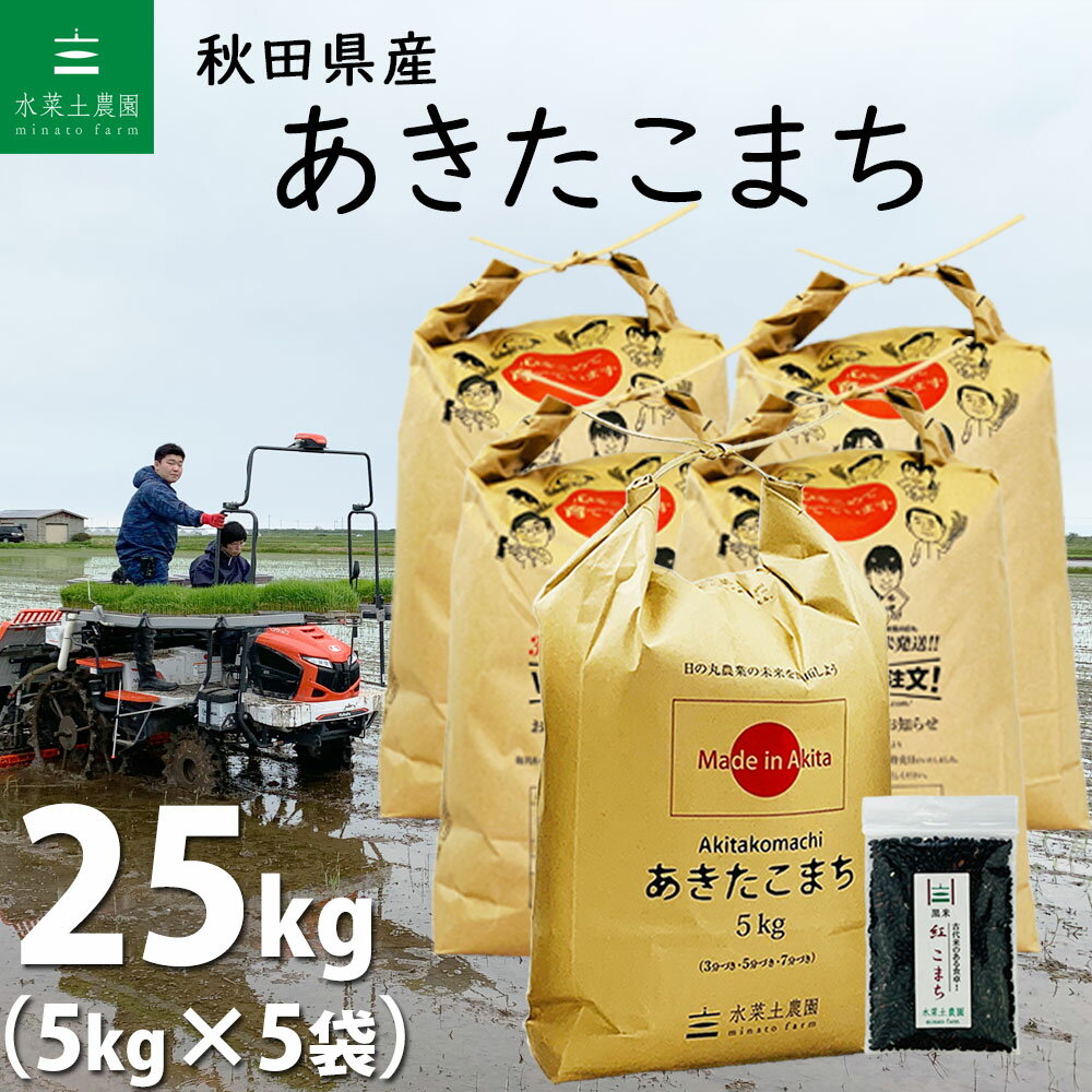 秋田県産 あきたこまち 精米25kg（5kg×5袋）令和4年産 【古代米プレゼント付...