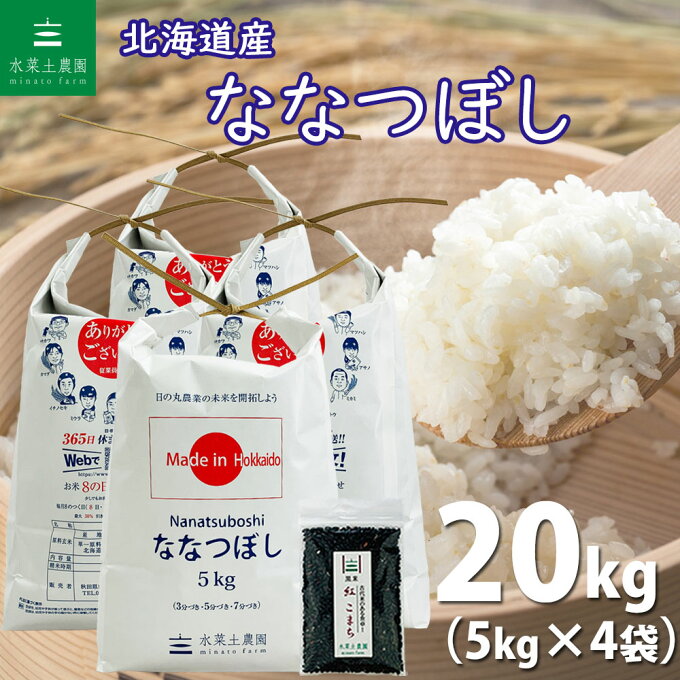 【精米】北海道産 ななつぼし 20kg（5kg×4袋） 令和4年産 古代米お試し袋付...