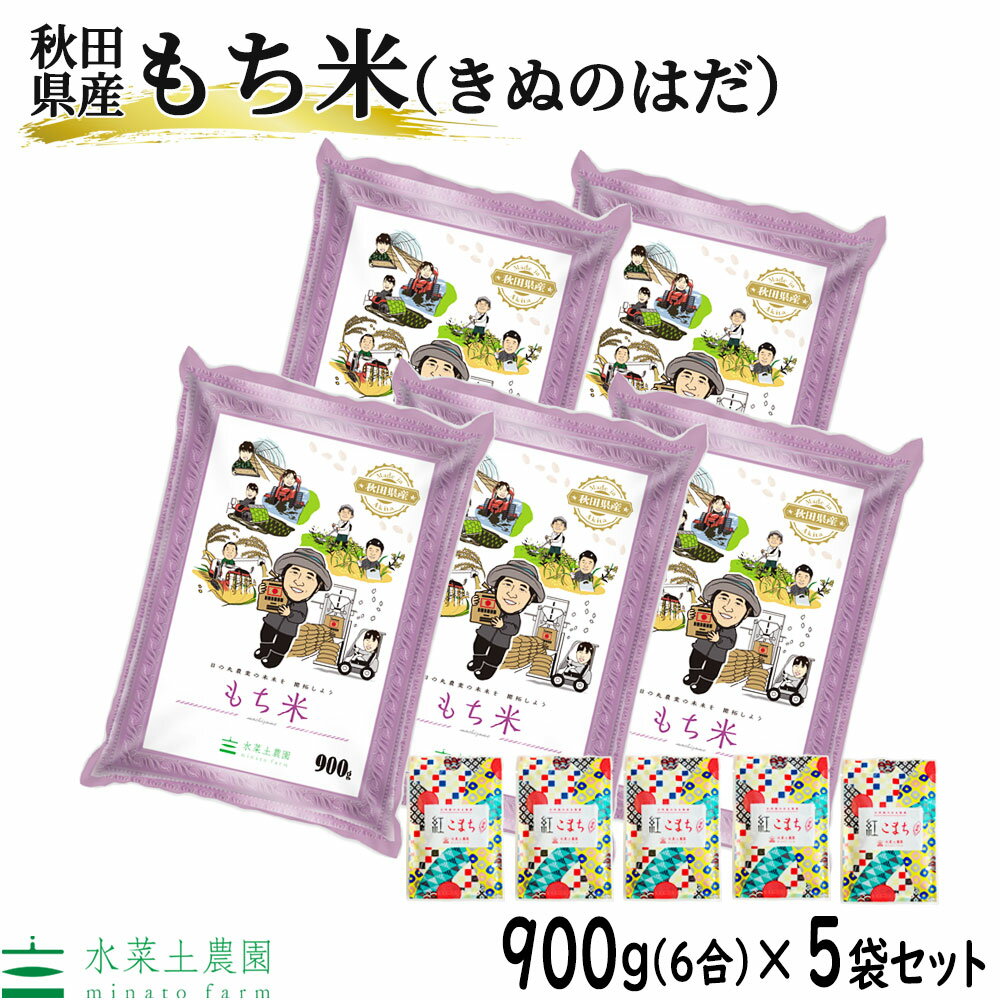 秋田県産 農家直送 きぬのはだ もち米 900g （6合）×5袋 セット 令和5年産