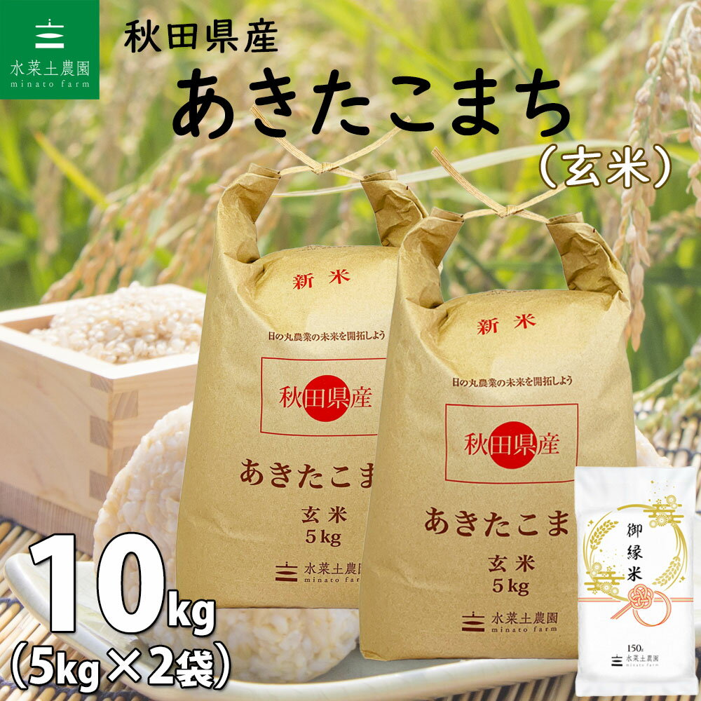 【玄米】 秋田県産 あきたこまち 10kg 5kg 2袋 令和5年産 御縁米 縁結び 150g プレゼント付き