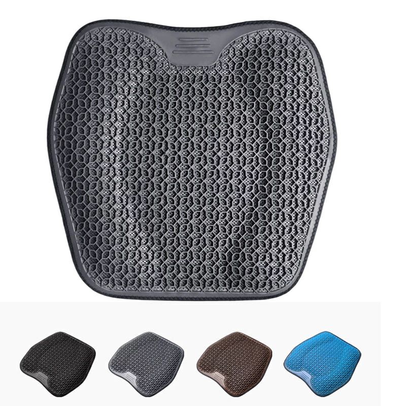 ノーブランド 冷感ハニカムゲルクッション 低反発 腰痛対策 オフィスチェア用 在宅ワーク 洗える 通気性抜群 ユニセックス 2025春夏 ブラック/グレー/ブラウン/ブルー ラージサイズ（46×46cm）(3.0)