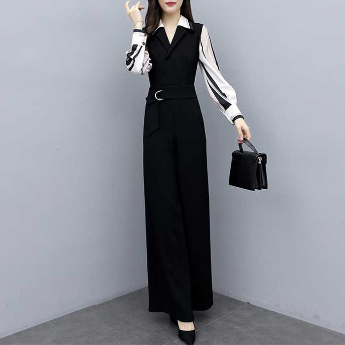 パンツドレス オールインワン パンツセットアップ ドレス セットアップ レディース パンツスーツ フォーマル 大きいサイズ ワイドパンツ 長袖 ガウチョパンツ パーティー 披露宴 二次会 服装 ブラック ホワイト