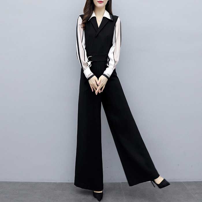 パンツドレス オールインワン パンツセットアップ ドレス セットアップ レディース パンツスーツ フォーマル 大きいサイズ ワイドパンツ 長袖 ガウチョパンツ パーティー 披露宴 二次会 服装 ブラック ホワイト
