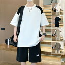 スウェットtシャツ スウェットパンツ 夏 運動着 メンズ 夏 半袖 ジャージ 上下 大きいサイズ おしゃれ セットアップ 上下2点セット シャツ メンズ 誕生日 ギフト 男性用 ルームウェア 部屋着 ゆったり ジョギング 通勤 ダンス アウトドア 無地 シンプル カジュアル
