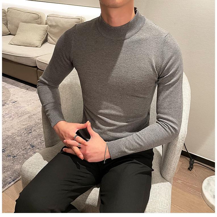 メンズ インナー モックネック セーター メンズ ニット 無地 シンプル トップス 長袖 柔らかい 暖かい 保温 秋冬 スポーツ 男女兼用