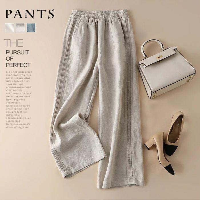 パンツ 春夏パンツ レディース ワイトパンツ リネンパンツ ゆったり 体型カバー カジュアル シンブル 新作 可愛い オシャレ リラックス デート 食事会 同窓会