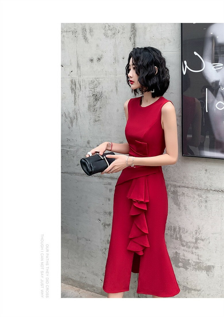 品質良い マーメイドドレス「XS~XXXL」ミモレ丈 パーティードレス ウエディングドレス お呼ばれ 二次会 披露宴 謝恩会 成人式 舞台衣装 キャバ嬢 スパンコール お姫様ドレス 同窓会 謝恩会 発表会 エレガント 結婚式ドレス ファスナー 高級感 レッド 赤