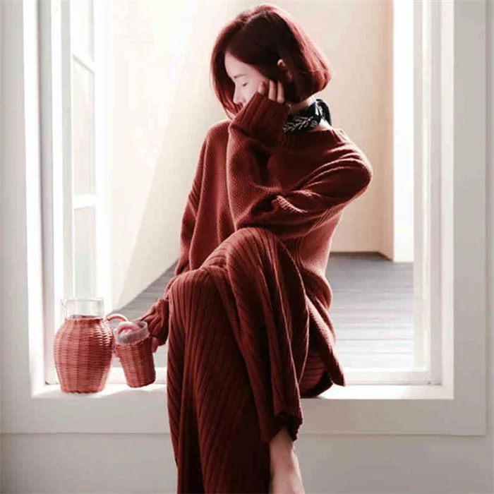 セットアップ おしゃれ 春秋 冬 「S~XL」スカートセット ゆったり 体型カバー レディース 上品 大人 カジュアル 長袖 トップス＆パンツ きれいめ ニット トップス 秋冬 フォーマル 通勤 オフィス お呼ばれ 二次会 卒業式 入園式 30代40代50代