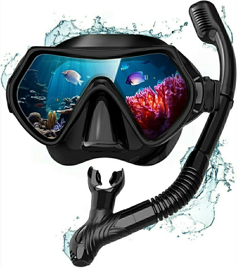 【2点セット】マスク＆スノーケルセット 大人 シュノーケリングセット シュノーケル 大人 曇り止め&UV..