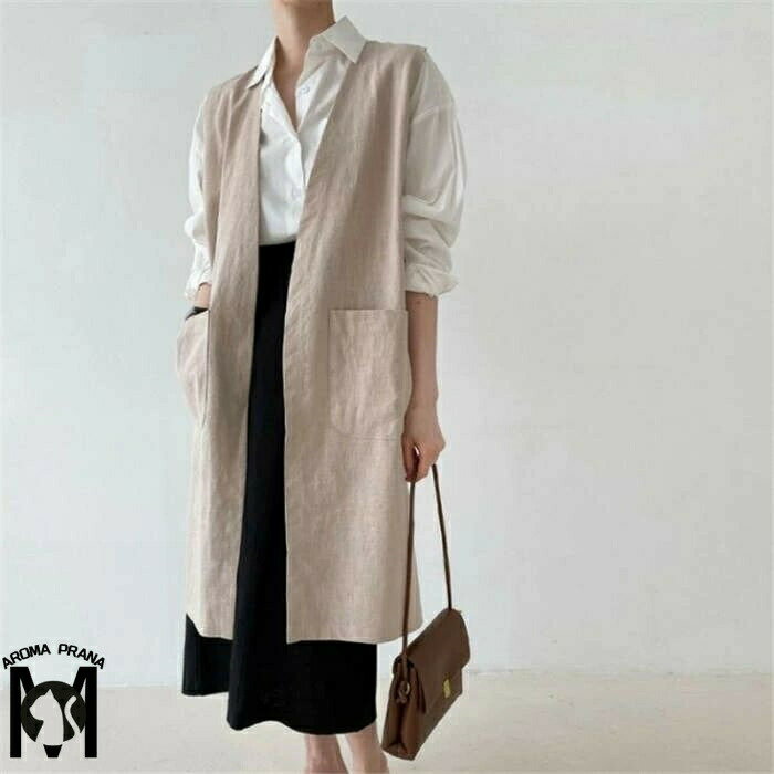 ベスト ジレ レディース ロング 夏 綿麻 春夏 前開き ノーカラー サマー 薄手 羽織り カーディガン 大人 レイヤード 無地 体型カバー ノースリーブ ロング丈 重ね着 トレンチベスト シンプル ゆったり OL 通勤 デイリー カジュアル 20代 30代 40代