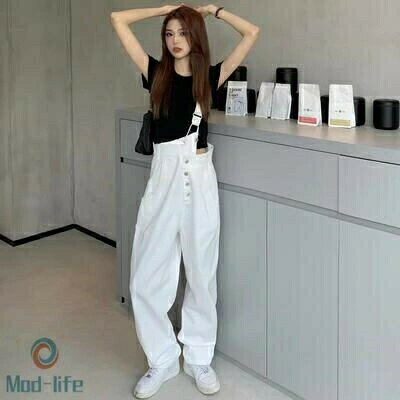 サロペットパンツ パンツ デニム オーバーオール ロング丈 カジュアル おしゃれ アシンメトリー レディース オールインワン ワンストラップ 可愛い かっこいい ゆったり リラックス オールシーズン ホワイト 白 春 夏 秋 20代 30代 40代 50代