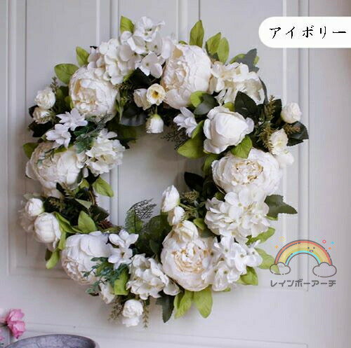 ドライフラワー リース 40cm 玄関 ナチュラルリース 玄関リース クリスマス 玄関 ...