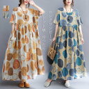 ワンピース 水玉 半袖 ロングワンピース レディース 夏 半袖ワンピース ドット ワンピース フレア フレアワンピース ギャザー ドットワンピース 春夏 大きいサイズ 体型カバー ゆったり aライン aラインワンピース ドロップショルダー 部屋着 ルームウェア 通勤 きれいめ(4)
