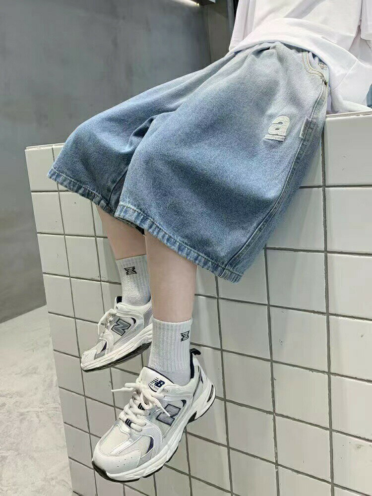 デニムパンツ ハーフパンツ 夏 子供服 男の子 薄手 デニムハーフパンツ デニム ジュニア ゆったり おし..