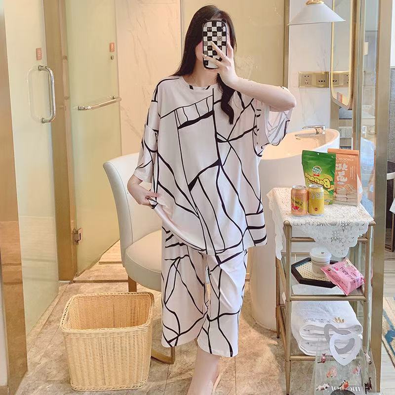 ルームウェア レディース 上下セット セットアップ 大きいサイズ 総柄上下セット 可愛いパジャマ 夏 パジャマレディースおしゃれ 部屋着 tシャツ プルオーバー ゆるテロ tシャツ パンツ オーバーサイズ 体型カバー ビッグシルエット ゆったり LSGA018(6タイプM-4XL)