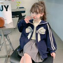 ジャケット キッズ アウター サイドライン 春 秋 春服 秋服 コート 上着 子供服 女の子 パーカー リボン柄 こども おしゃれ トップス ファッション 幼稚園 小学校 小学生 通学用 子ども服 100 110 120 130 140 150 160cm KCFB044(100-160)(4)