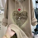 裏起毛 裏起毛パーカー あったかい あたたかい 可愛い フェミニン ロング丈 ロングパーカー レディースパーカー レディース トップス 厚手 フードパーカー 大きいサイズ 英文字 ハート柄 秋冬 秋服 冬服 長袖 ゆったり 体型カバー カジュアル 大人 可愛い LUFA294(2色M-4XL)