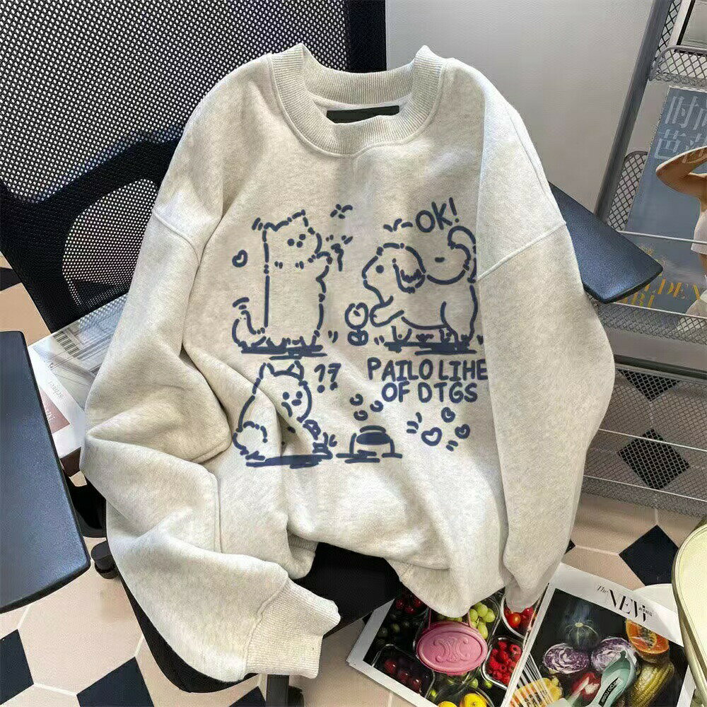 樂天商城 - トレーナー 長袖 レディース プリント パーカー 春秋 秋服 春服 長袖 プルオーバー トップス ゆったり 可愛い 韓国風 カジュアル 高校生 学生 かわいい SLUC165(3色S-3XL)