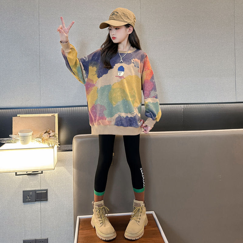 トレーナー キッズ トップス パーカー 子供服 総柄 カラフル 薄手 女の子 春秋 秋...