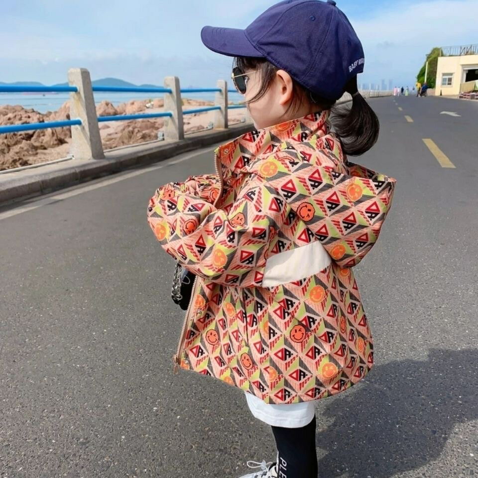 ジャケット キッズ 子供服 ベビー服 パーカー 総柄 長袖 マウンテンパーカー フード付き トップス 薄手..
