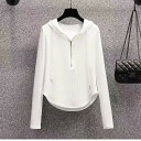Tシャツ レディース パーカー スウェット フードパーカー 秋物 春物 日焼け止め服 カジュアル ゆったり 無地 フード付き トップス 長袖 カジュアル 可愛い...