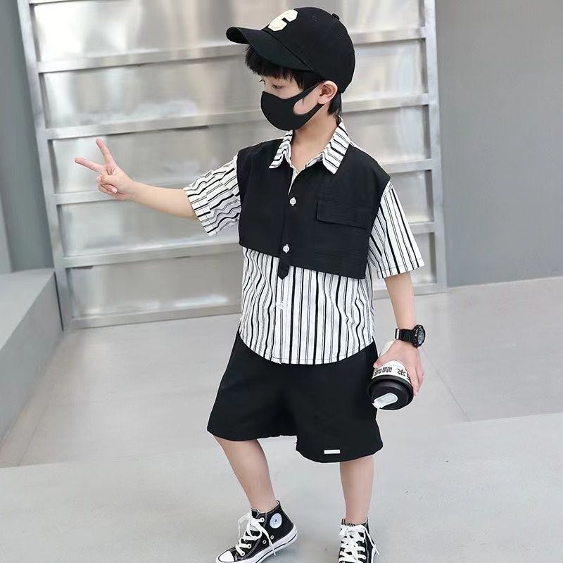 キッズ 子供服 セットアップ 上下セット トップス+ショートパンツ 2点セット 男の子夏服 キッズセットアップ かっこいい 半袖 キッズ服 こども服 子ども服 おしゃれ お洒落 大人っぽい カジュアル 男の子 ゆったり ベージュ 黒 ブラック 90 100 110 120 130 140 150 KSFB070