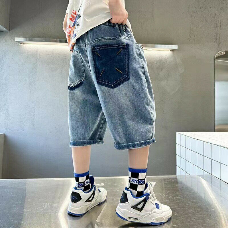 デニムパンツ ショートパンツ 夏 子供服 男の子 薄手 七分丈 デニムショートパンツ カジュアル デニム ..