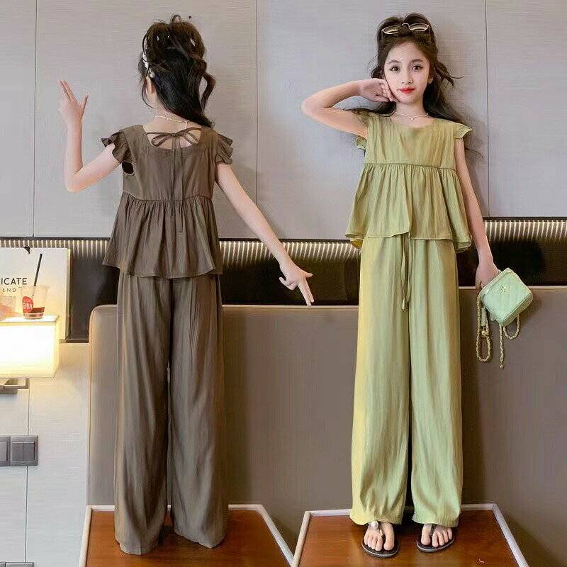 子供服 セットアップ ブラウス パンツ 2点セット 子供 キッズ 子ども服セットアップ 夏 涼しい長ズボン..