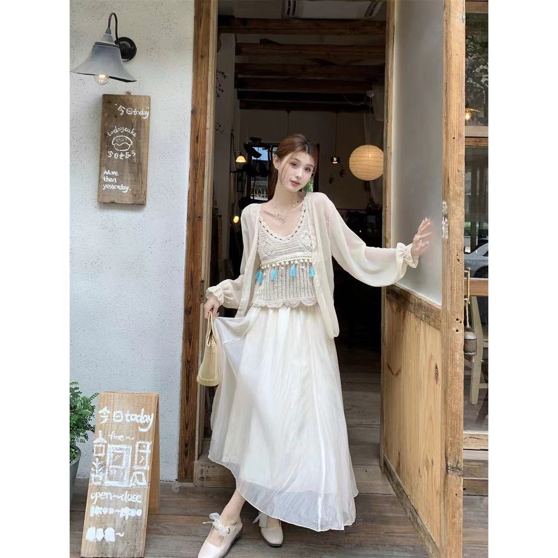 セットアップ レディース エスニック キャミソール スカート アウター 3点 タンクトップ セット セット..