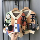 キッズ ベビー服 カーデガン トップス アウター セーター ニット 春秋 ゆったり 可愛い ジュニア 長袖 秋冬 動物柄 (2色80-140)KCEA077