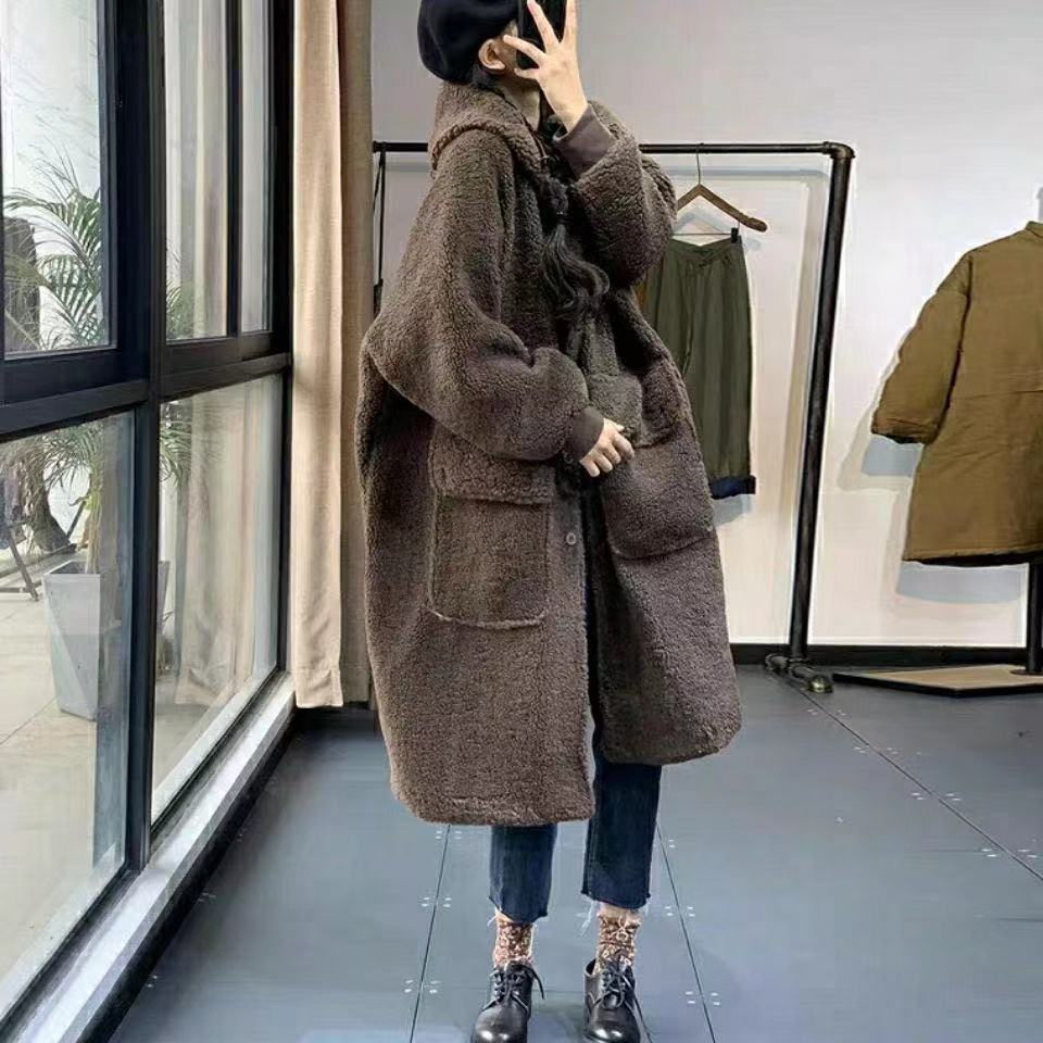 ボアコート アウター ロングコート ロングボアコート ロングコート ロングアウター 厚手 ロング ふわふわ もこもこ レディース 大きいサイズ 暖かい 長袖 無地 ゆったり フード付き ブラウン ブルー かわいい シンプル S M L XL 2XL 3XL 4XL 5XL LCDA071 mind-fit-10021322 MIND FIT パッケージ画像
