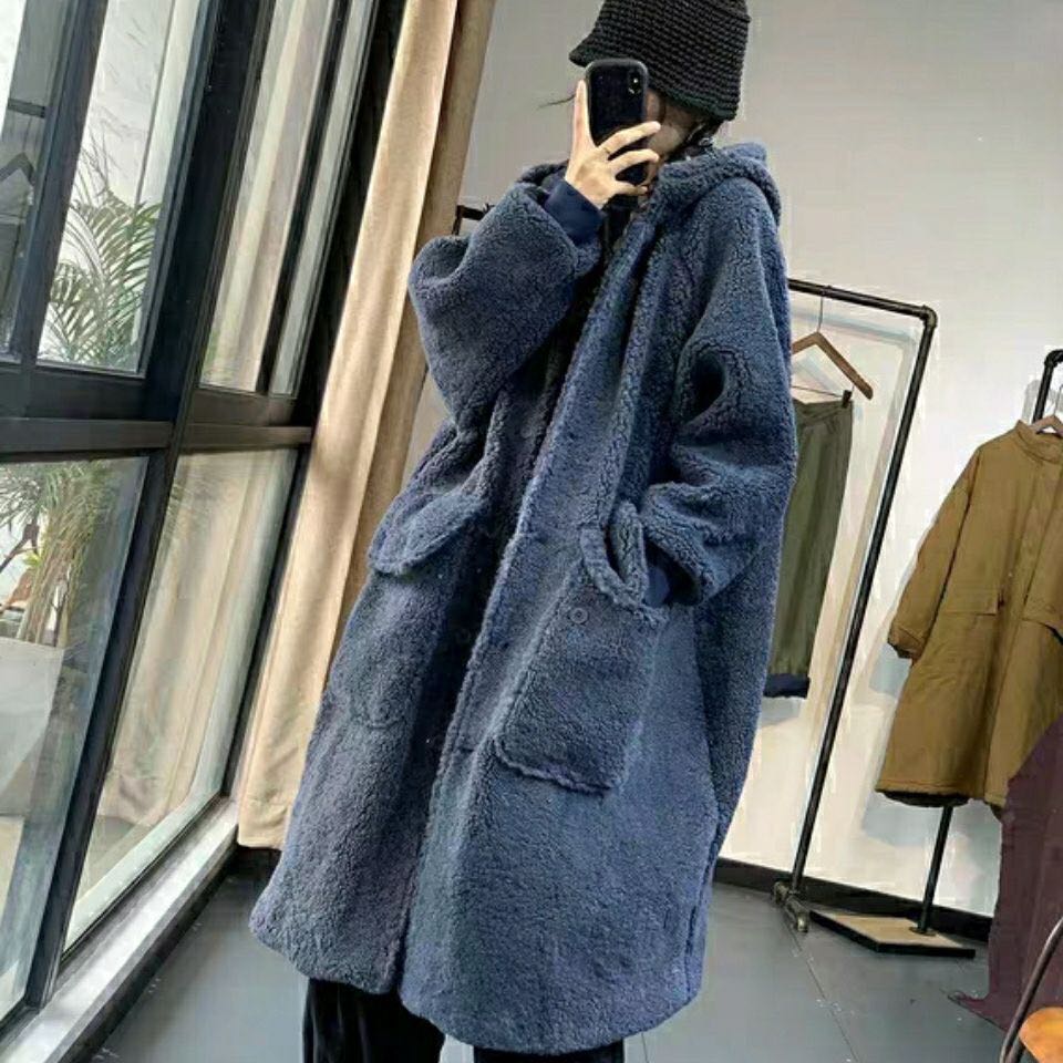 ボアコート アウター ロングコート ロングボアコート ロングコート ロングアウター 厚手 ロング ふわふわ もこもこ レディース 大きいサイズ 暖かい 長袖 無地 ゆったり フード付き ブラウン ブルー かわいい シンプル S M L XL 2XL 3XL 4XL 5XL LCDA071 mind-fit-10021322 MIND FIT サンプル画像2