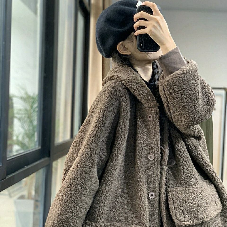 ボアコート アウター ロングコート ロングボアコート ロングコート ロングアウター 厚手 ロング ふわふわ もこもこ レディース 大きいサイズ 暖かい 長袖 無地 ゆったり フード付き ブラウン ブルー かわいい シンプル S M L XL 2XL 3XL 4XL 5XL LCDA071 mind-fit-10021322 MIND FIT サンプル画像3